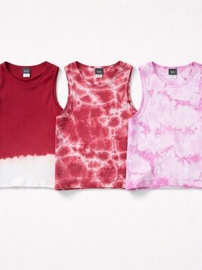 Mossimo Supply Co. Women's Pink Tie-Dye Ribbed Tank Trio NWT